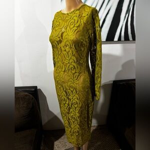 NWT Elegant Green/Yellow‎ Lace Dress